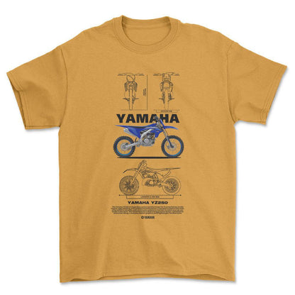 Yamaha YZ250 - Unisex T-Shirt , Bomuld-Beklædning-Yamaha-Guld-S-Forside-Garage Culture Shop- garage - man cave - merchandise