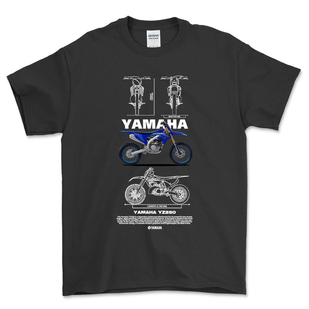 Yamaha YZ250 - Unisex T-Shirt , Bomuld-Beklædning-Yamaha-Sort-S-Forside-Garage Culture Shop- garage - man cave - merchandise