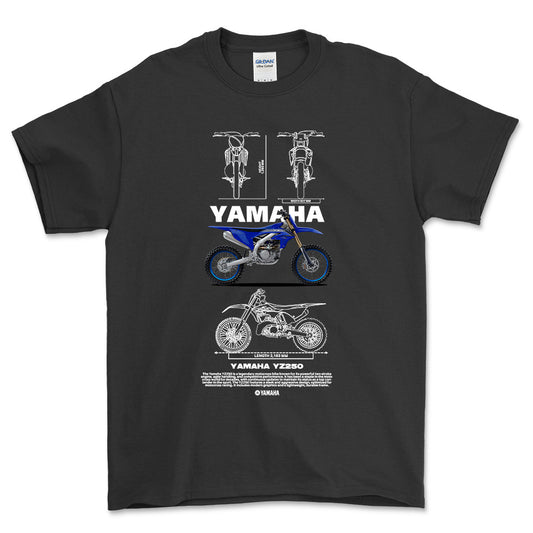 Yamaha YZ250 - Unisex T-Shirt , Bomuld-Beklædning-Yamaha-Sort-S-Forside-Garage Culture Shop- garage - man cave - merchandise