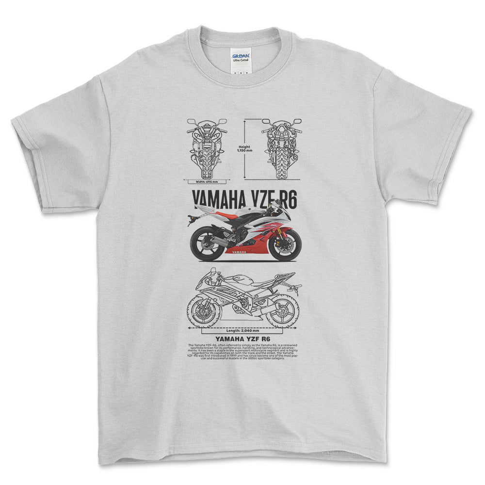 Yamaha YZF R6 - Unisex T-Shirt , Bomuld-Beklædning-Yamaha-Hvid-S-Forside-Garage Culture Shop- garage - man cave - merchandise