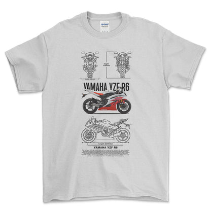 Yamaha YZF R6 - Unisex T-Shirt , Bomuld-Beklædning-Yamaha-Hvid-S-Forside-Garage Culture Shop- garage - man cave - merchandise
