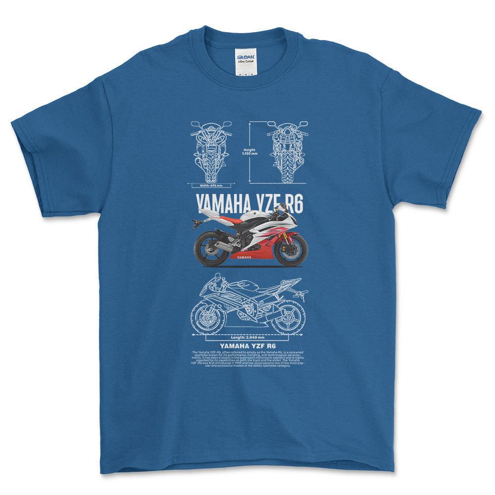 Yamaha YZF R6 - Unisex T-Shirt , Bomuld-Beklædning-Yamaha-Blå Royal-S-Forside-Garage Culture Shop- garage - man cave - merchandise