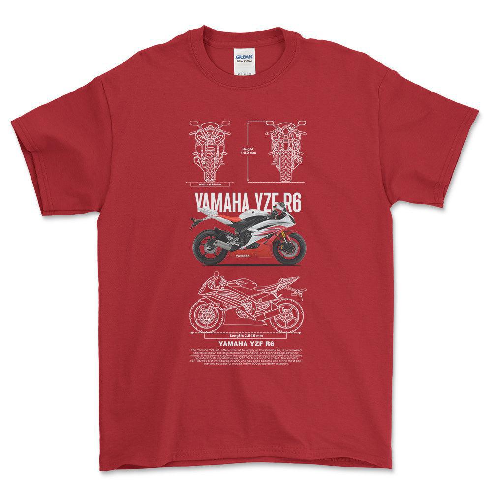 Yamaha YZF R6 - Unisex T-Shirt , Bomuld-Beklædning-Yamaha-Rød-S-Forside-Garage Culture Shop- garage - man cave - merchandise