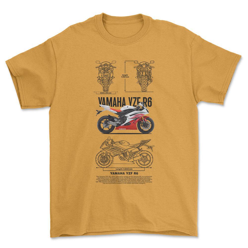 Yamaha YZF R6 - Unisex T-Shirt , Bomuld-Beklædning-Yamaha-Guld-S-Forside-Garage Culture Shop- garage - man cave - merchandise