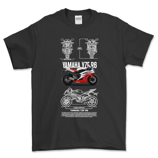 Yamaha YZF R6 - Unisex T-Shirt , Bomuld-Beklædning-Yamaha-Sort-S-Forside-Garage Culture Shop- garage - man cave - merchandise
