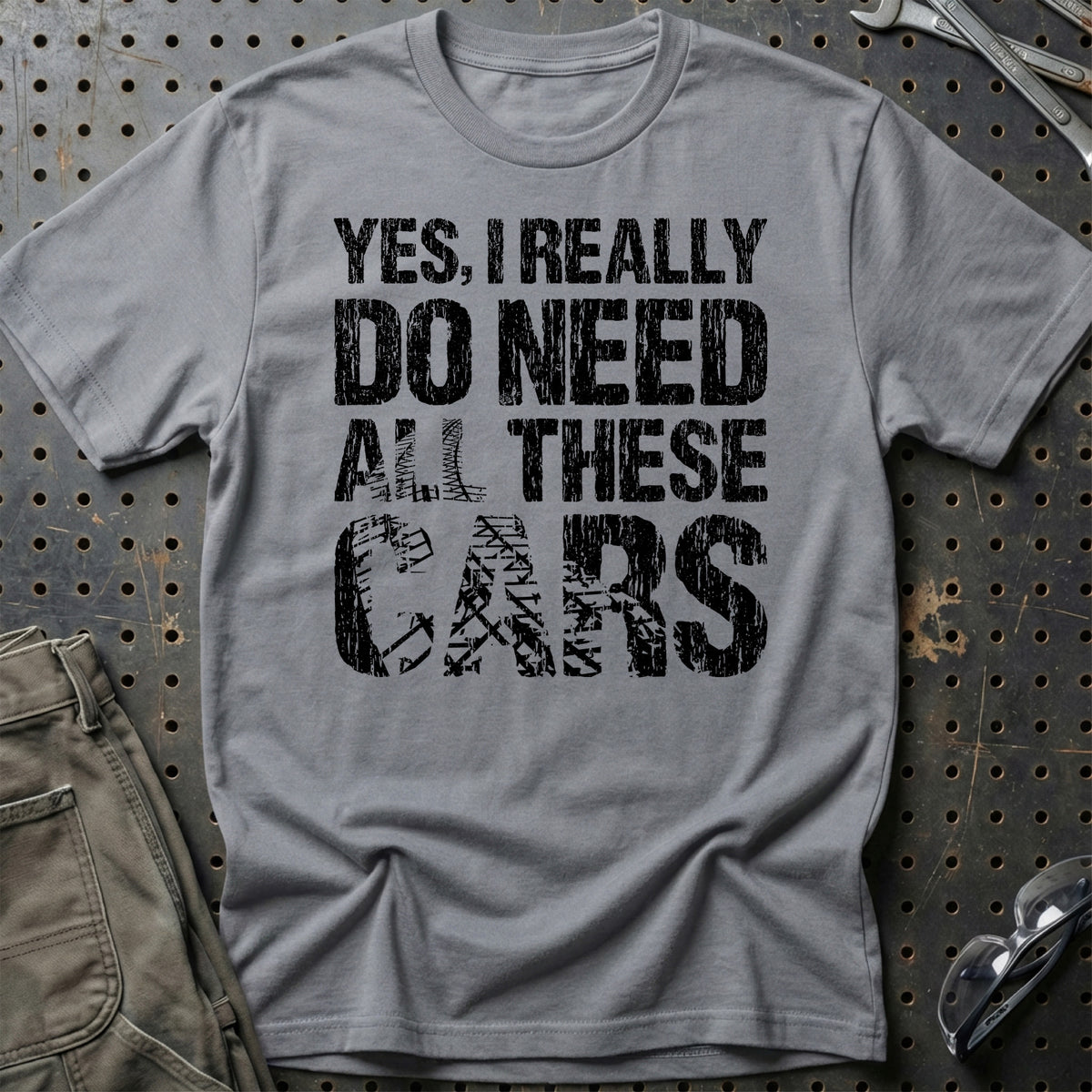 
Yes I Really Need All These Cars T-Shirt – Grå Sport