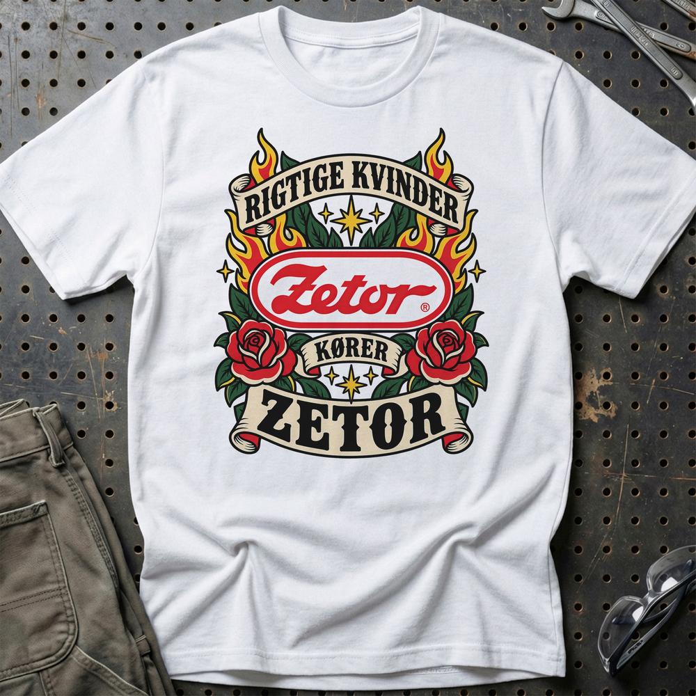 
Produktbillede af Zetor Rigtige Kvinder Kører – Roser og Flammer T-Shirt