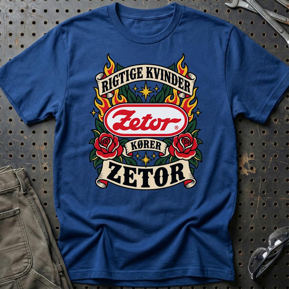 
Produktbillede af Zetor Rigtige Kvinder Kører – Roser og Flammer T-Shirt