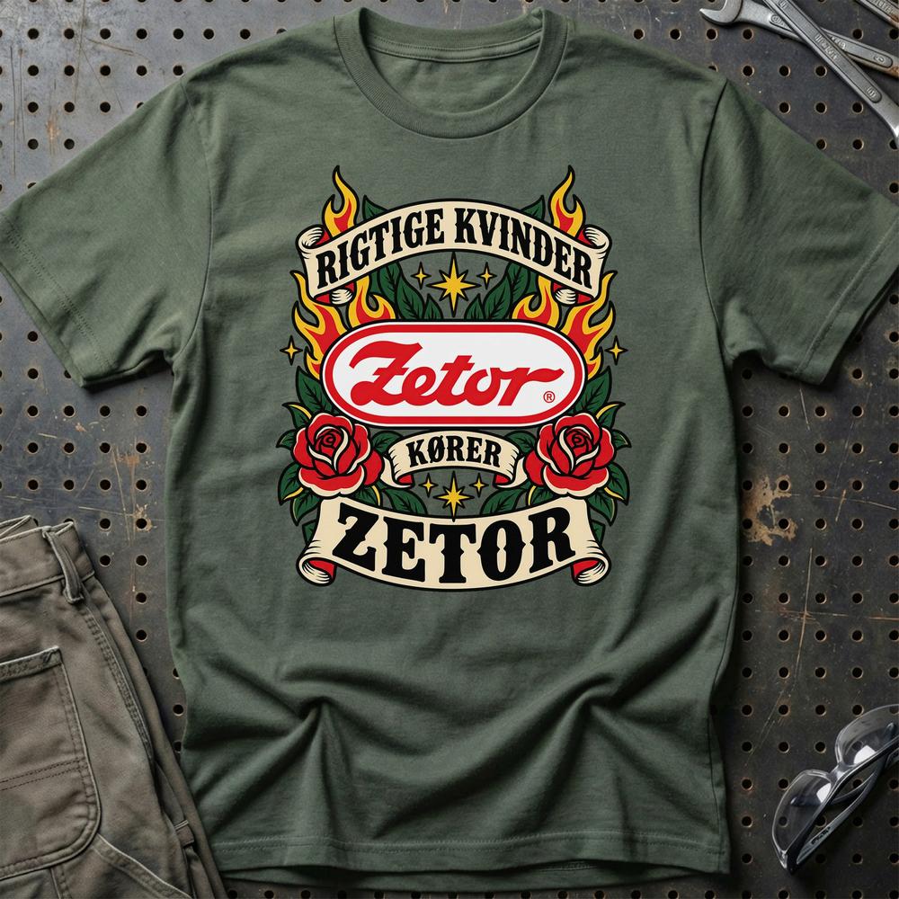 
Produktbillede af Zetor Rigtige Kvinder Kører – Roser og Flammer T-Shirt