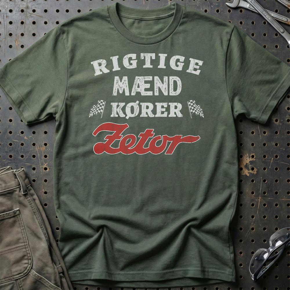 Zetor Rigtige Mænd Kører T-Shirt-Beklædning-Zetor-Grøn Militær-S-Garage Culture Shop- garage - man cave - merchandise