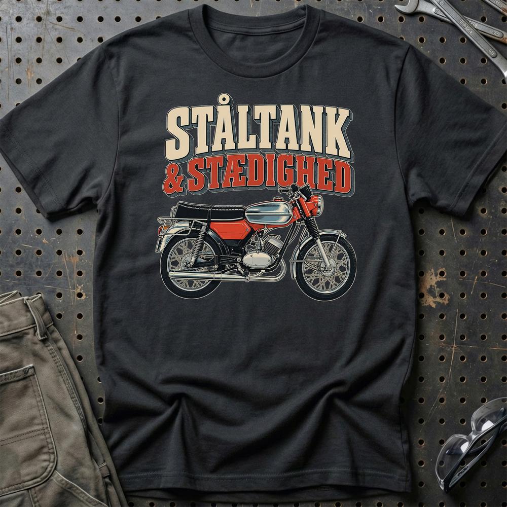 Zündapp GTS50 – Ståltank & Stædighed T-Shirt-Beklædning-Zündapp-Sort-S-Garage Culture Shop- garage - man cave - merchandise