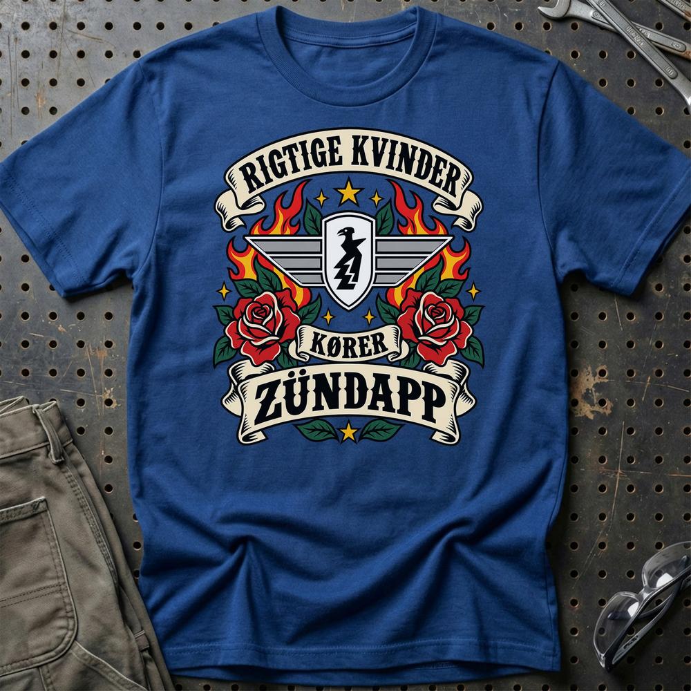
Produktbillede af Zündapp Rigtige Kvinder Kører – Roser og Flammer T-Shirt
