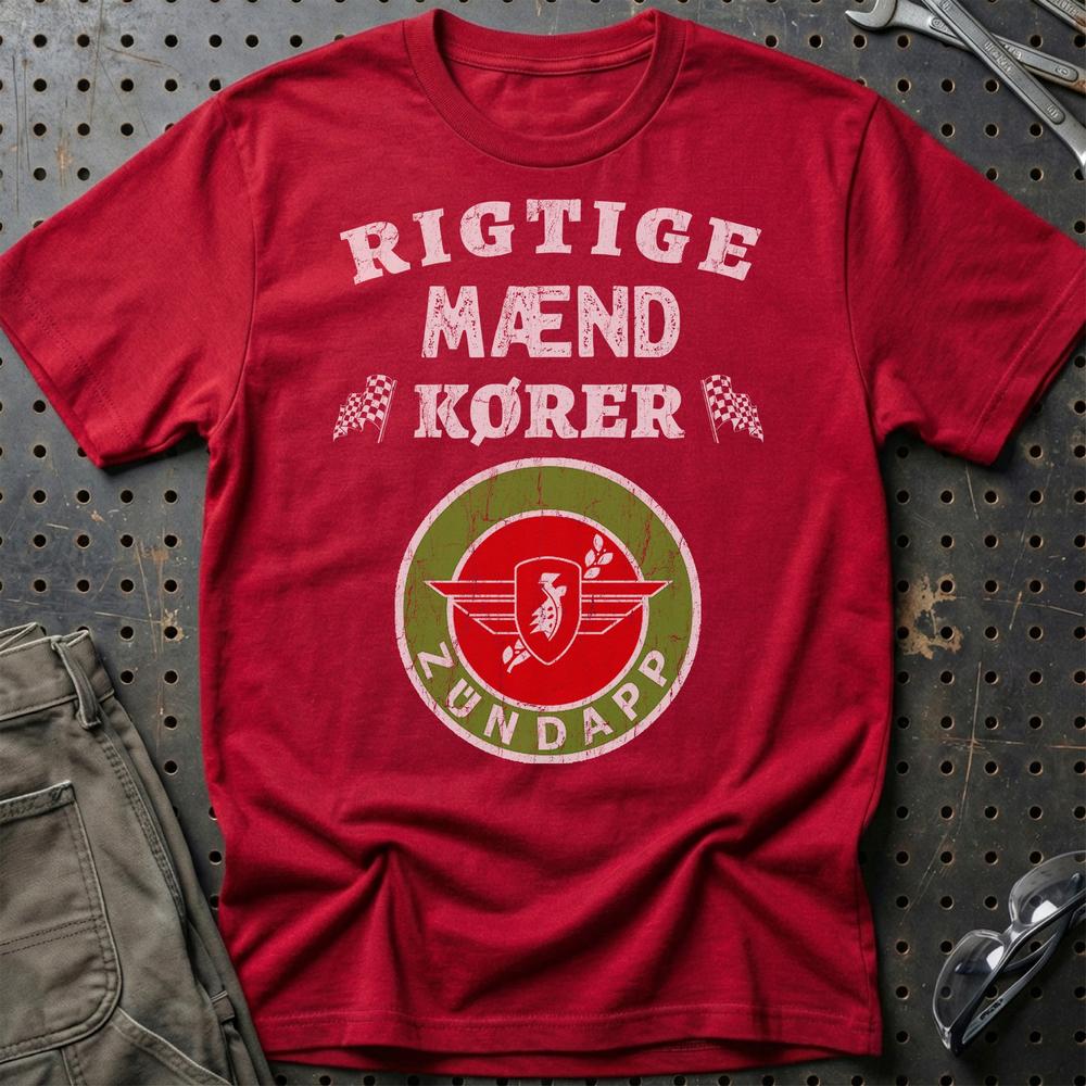 Zundapp Rigtige Mænd Kører T-Shirt-Beklædning-Zündapp-Rød-S-Garage Culture Shop- garage - man cave - merchandise