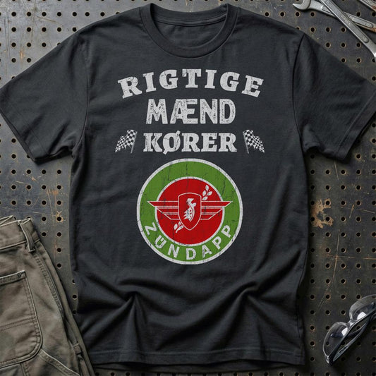 Zundapp Rigtige Mænd Kører - Unisex T-Shirt , Bomuld-Beklædning-Zündapp-Sort-S-Garage Culture Shop- garage - man cave - merchandise