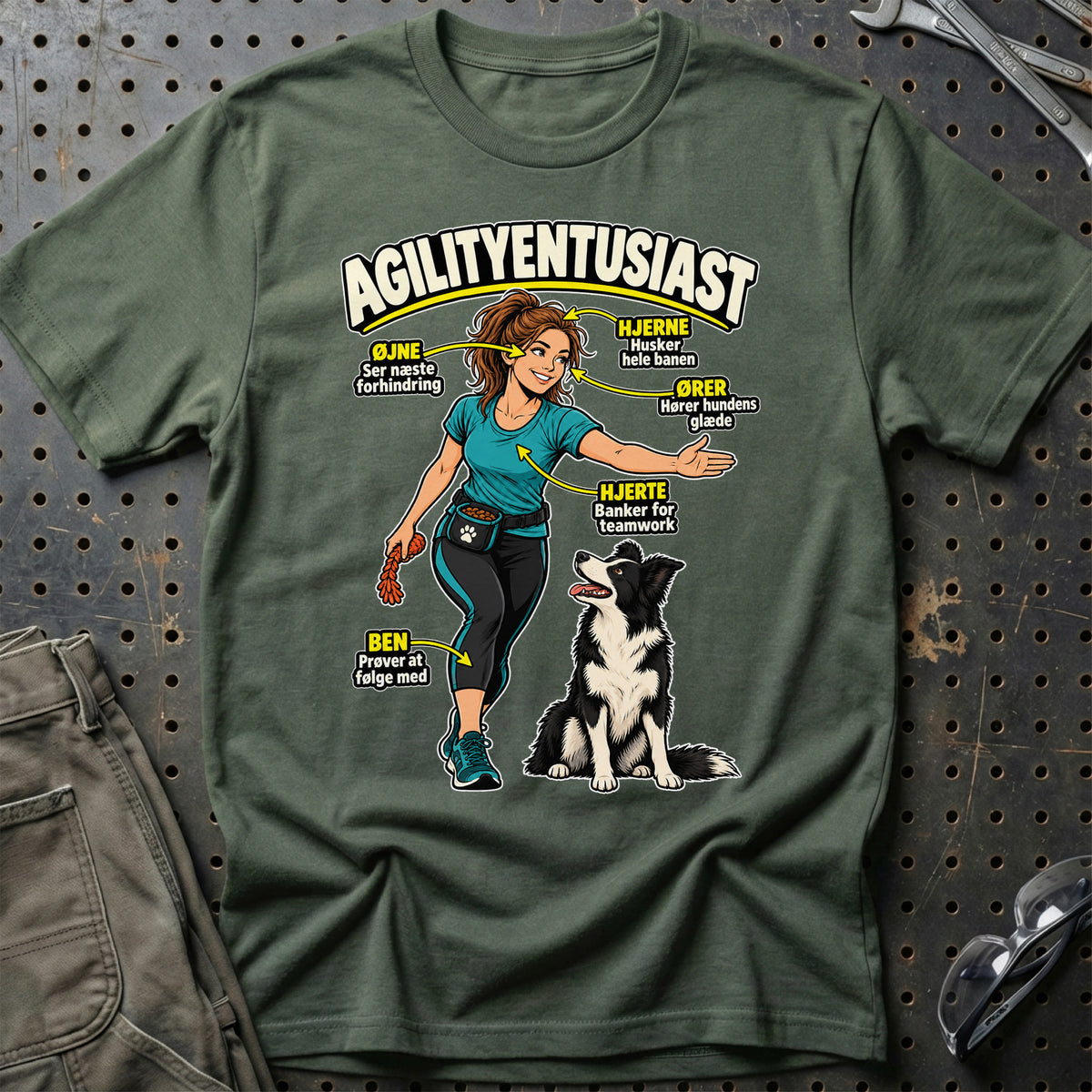 
Agilityentusiast – Anatomi – Kvinde – Unisex T-Shirt – Grøn Militær