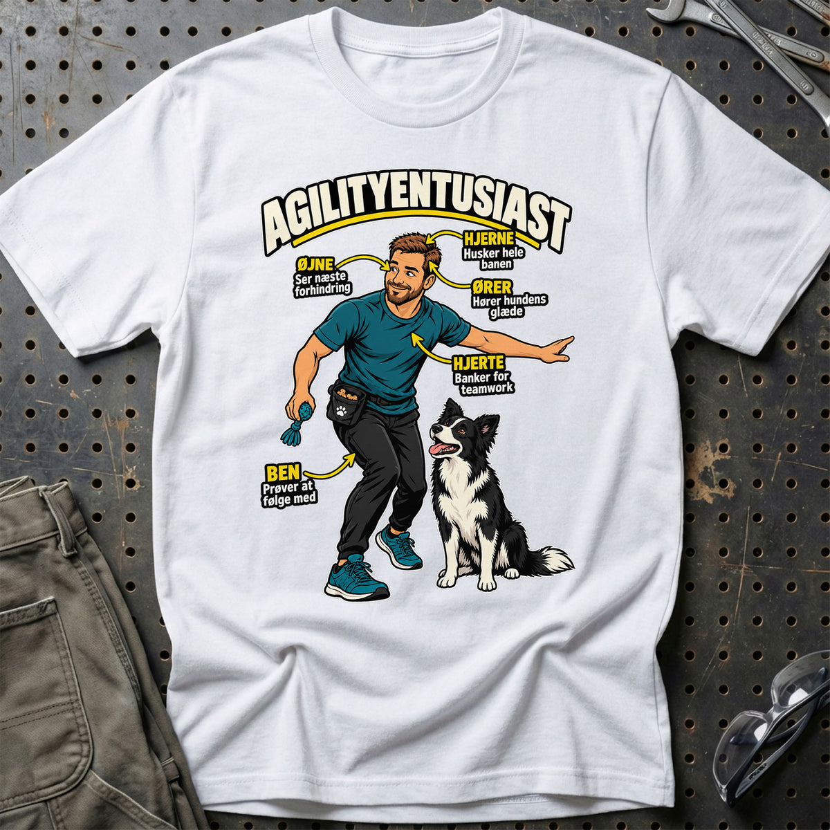 
Agilityentusiast – Anatomi – Mand – Unisex T-Shirt – Hvid