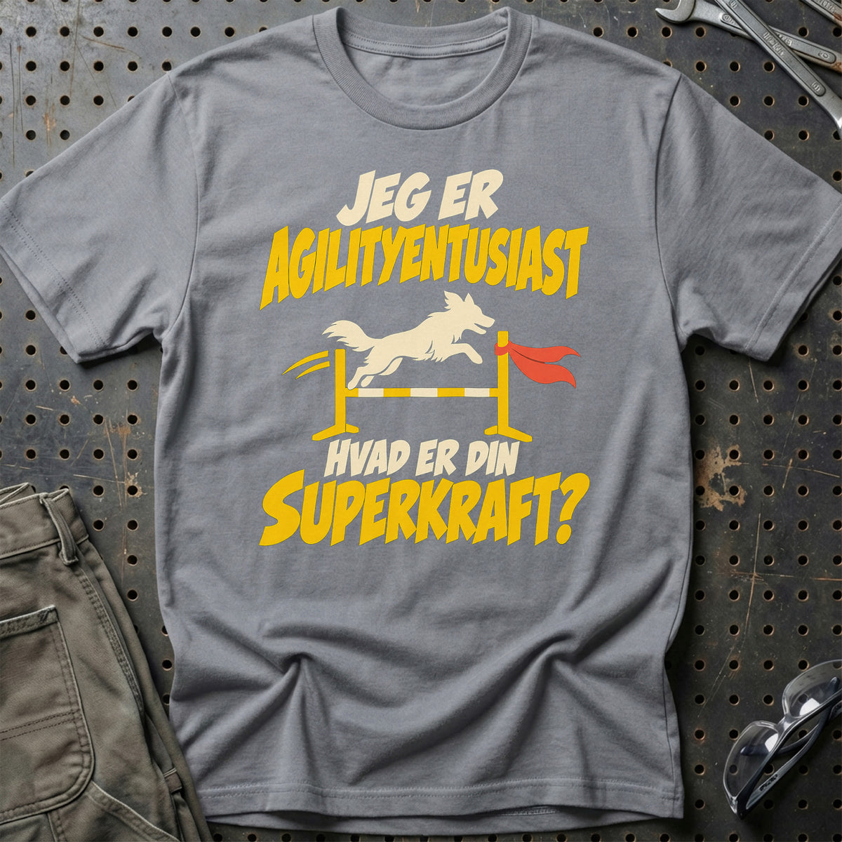 
Agilityentusiast – Hvad er din superkraft? – Unisex T-Shirt – Grå Sport