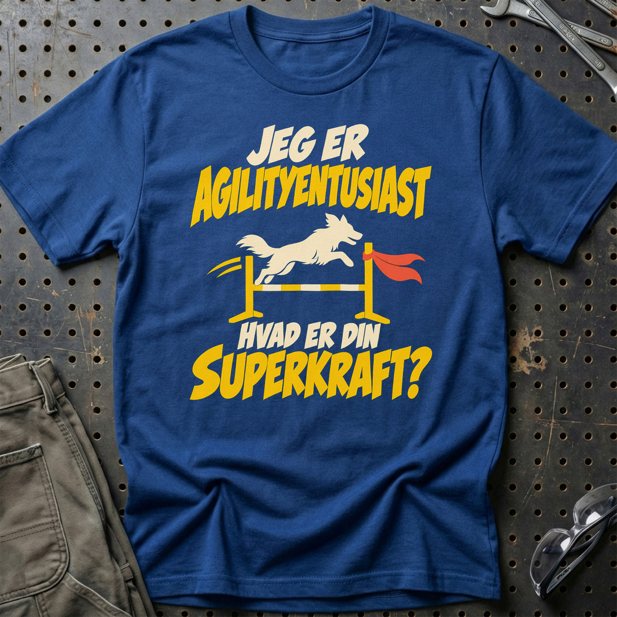 
Agilityentusiast – Hvad er din superkraft? – Unisex T-Shirt – Blå Royal