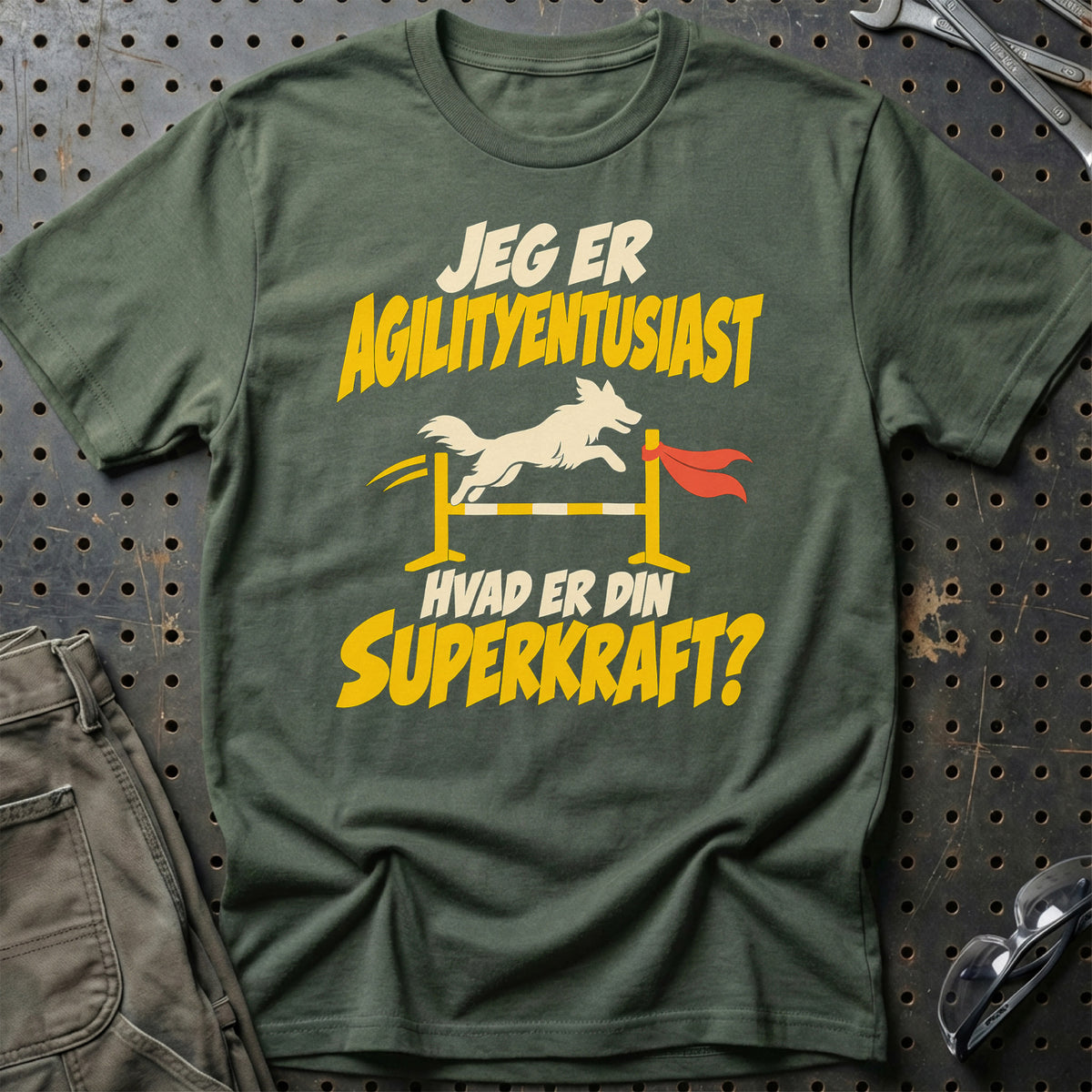 
Agilityentusiast – Hvad er din superkraft? – Unisex T-Shirt – Grøn Militær