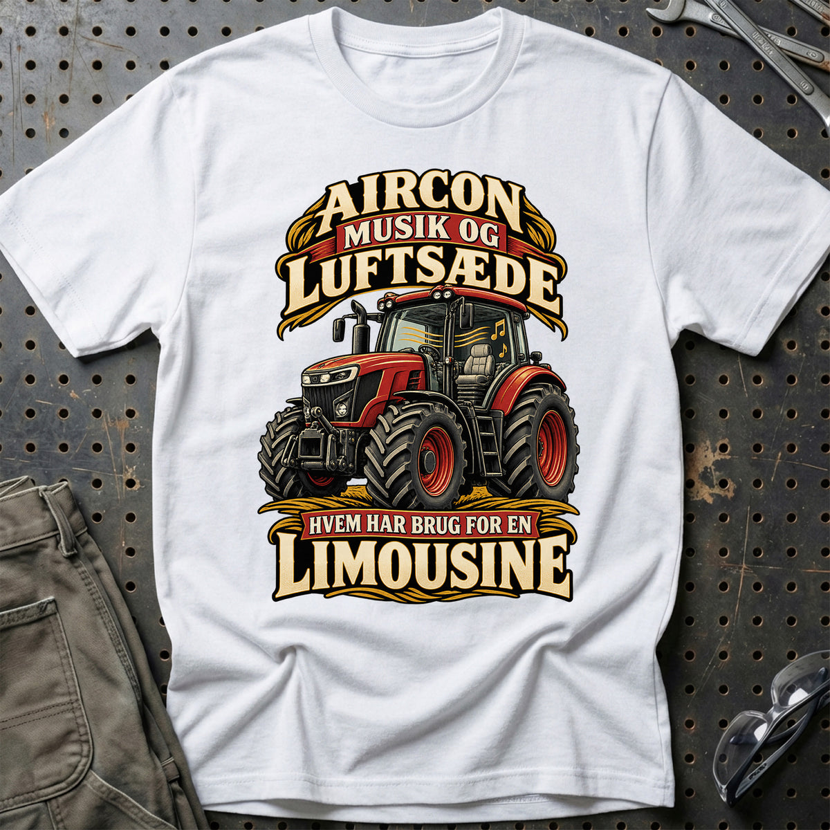 
Aircon musik og luftsæde hvem har brug for en limousine – Illustration – Unisex T-Shirt – Hvid