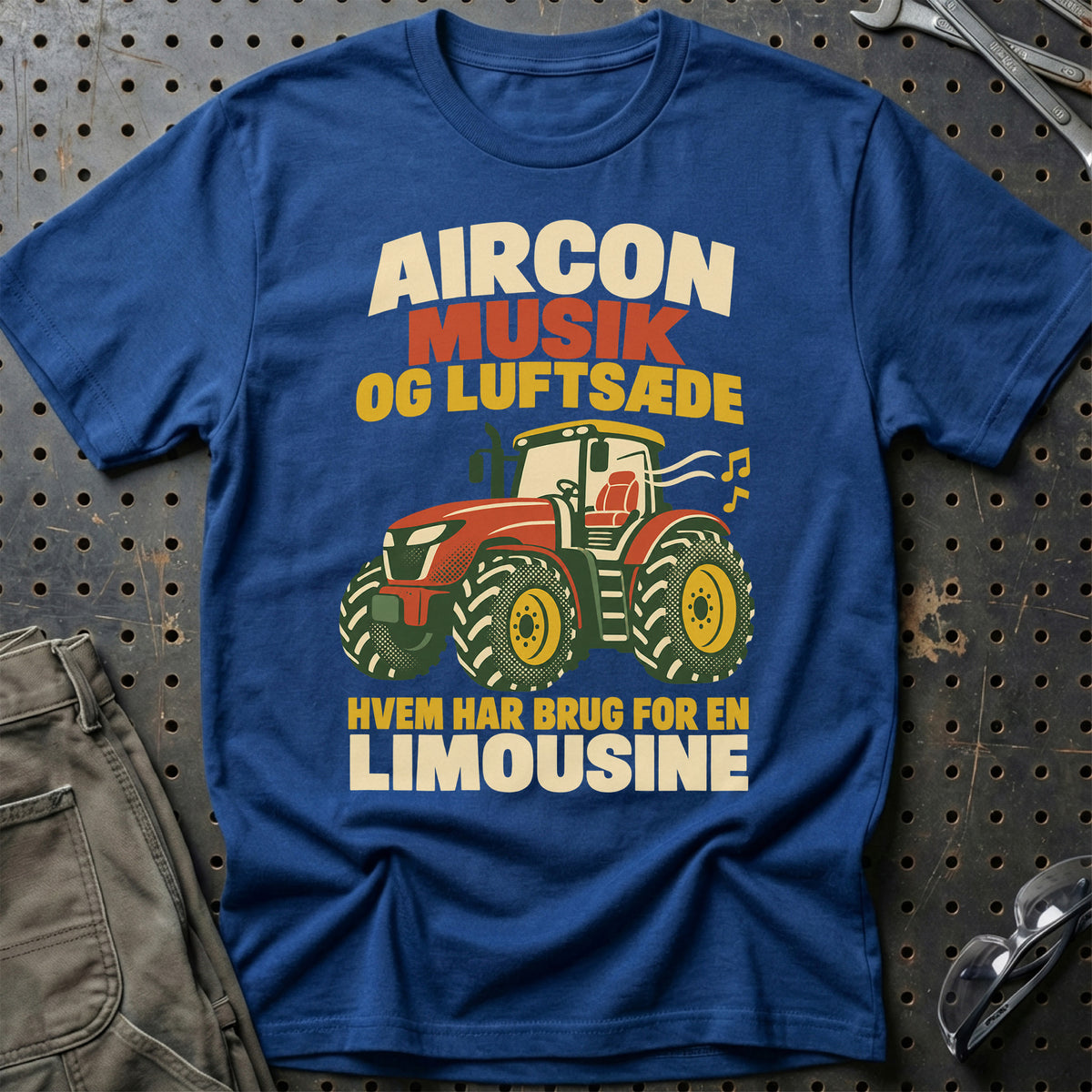 
Aircon musik og luftsæde hvem har brug for en limousine – Retro – Unisex T-Shirt – Blå Royal