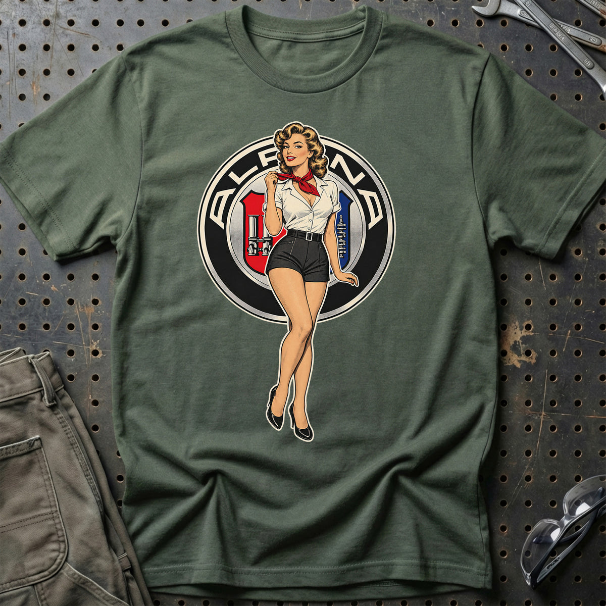 Alpina Retro Pinup T-Shirt – Grøn Militær
