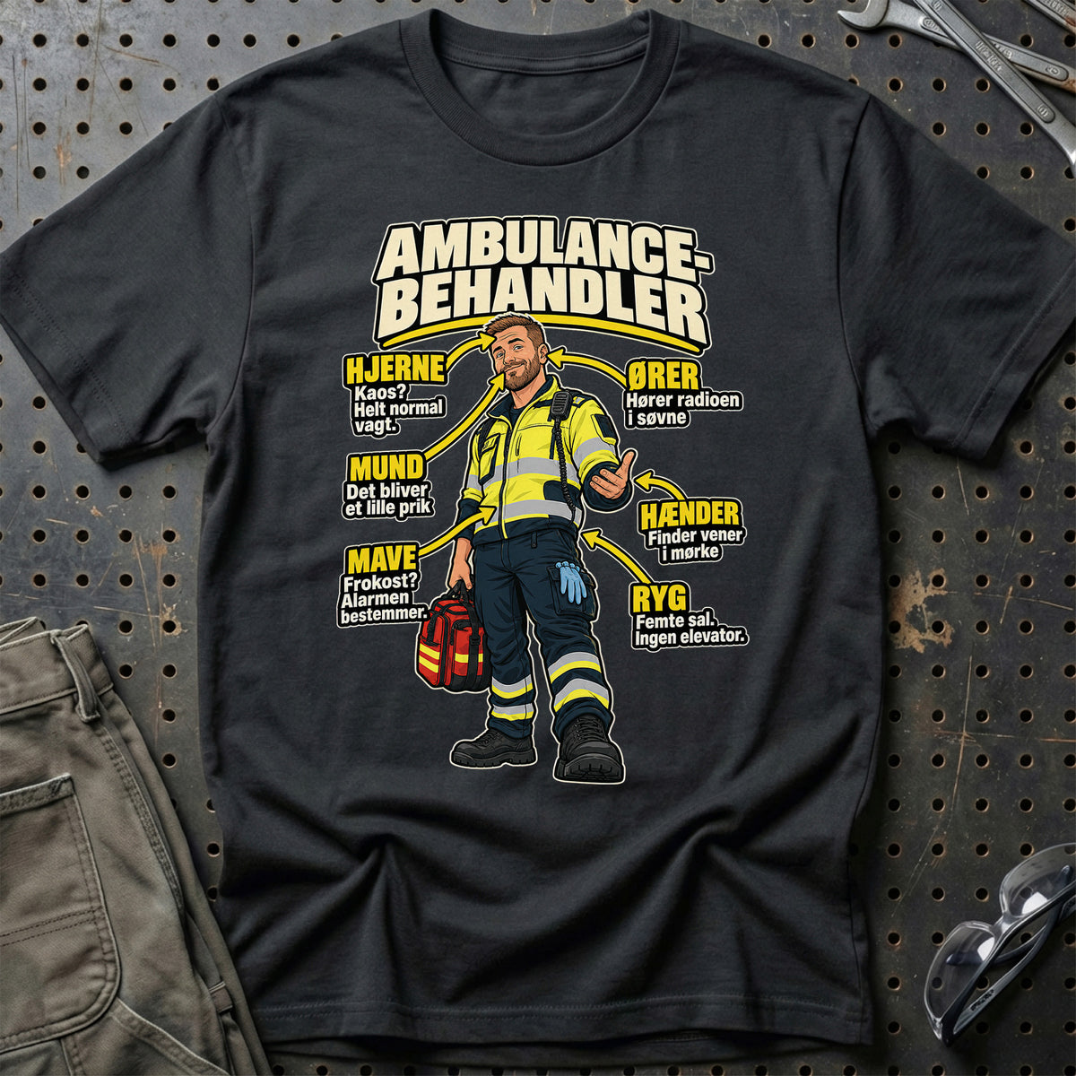 Ambulancebehandler – Anatomi T-Shirt – Sort