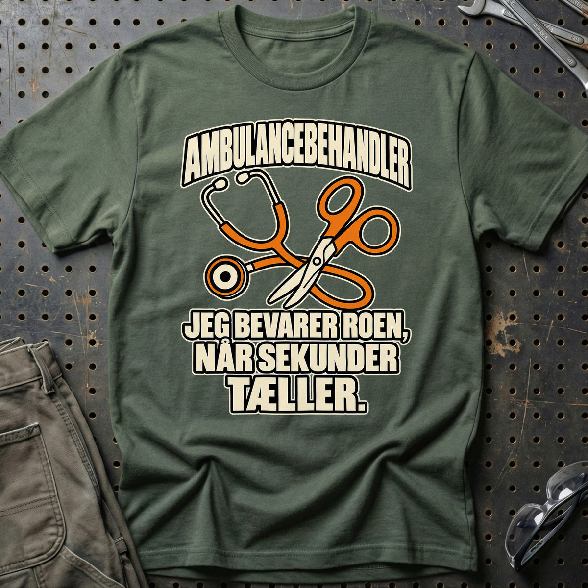 Ambulancebehandler – Jeg Bevarer Roen, Når Sekunder Tæller T-Shirt – Grøn Militær