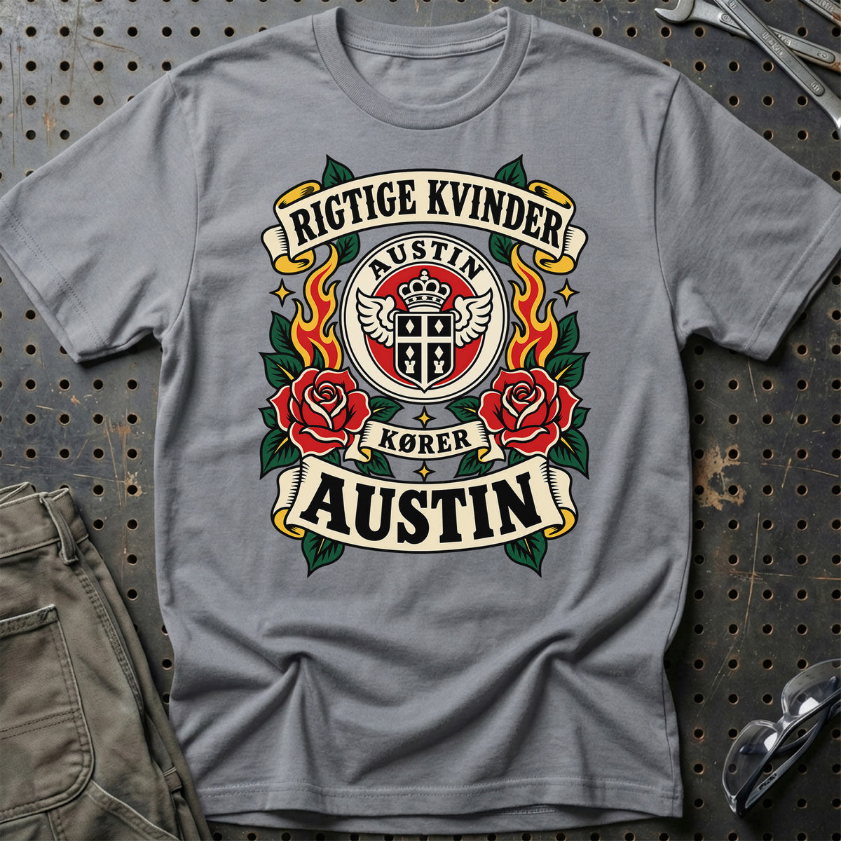 Austin Rigtige Kvinder Kører – Roser og Flammer T-Shirt – Grå Sport