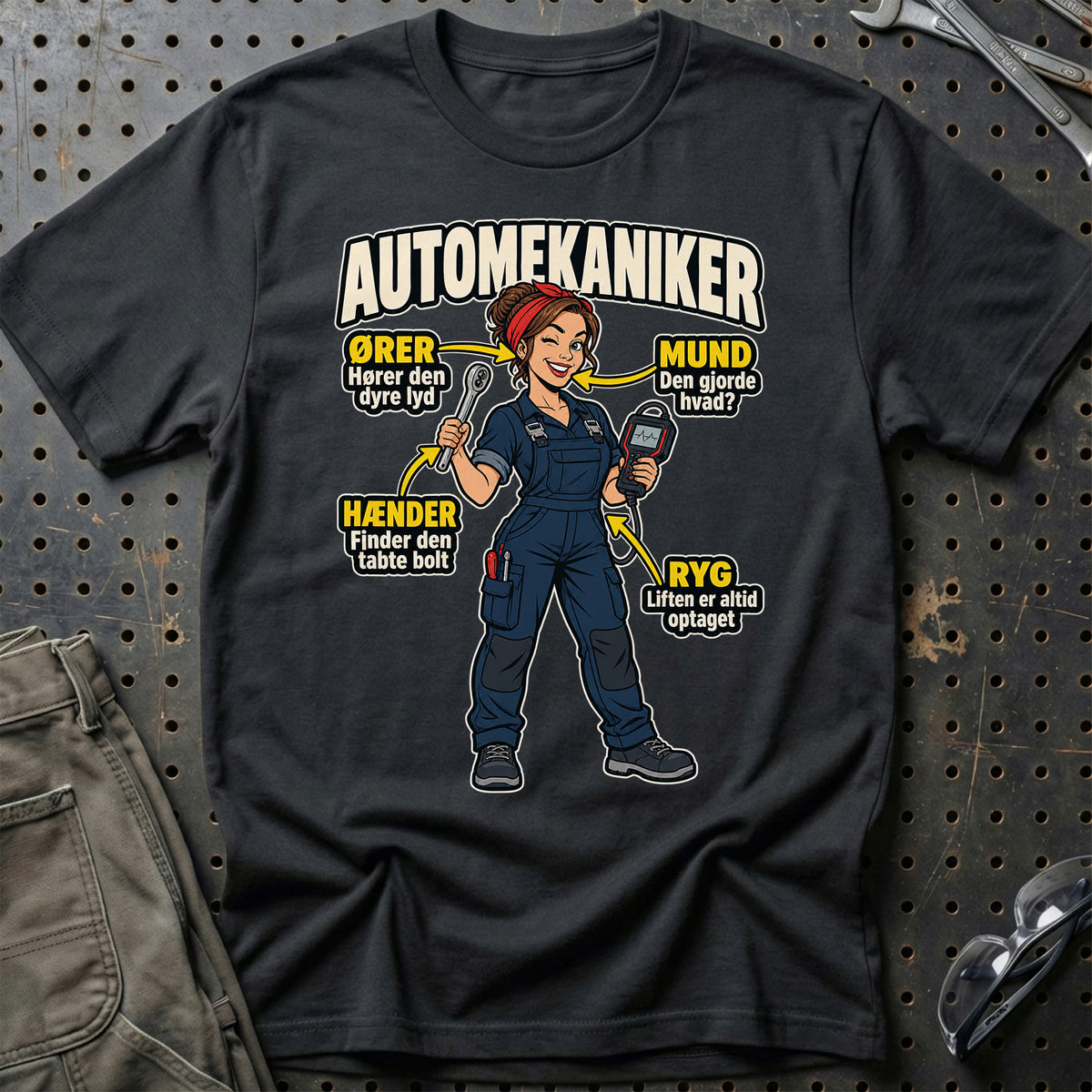 Automekaniker – Anatomi T-Shirt – Sort