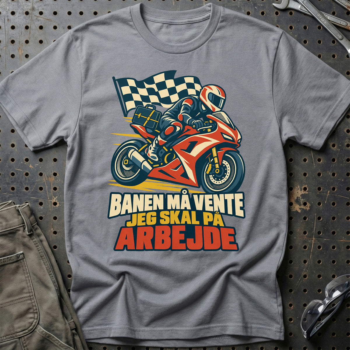 
Banen må vente jeg skal på arbejde – Retro – Unisex T-Shirt – Grå Sport