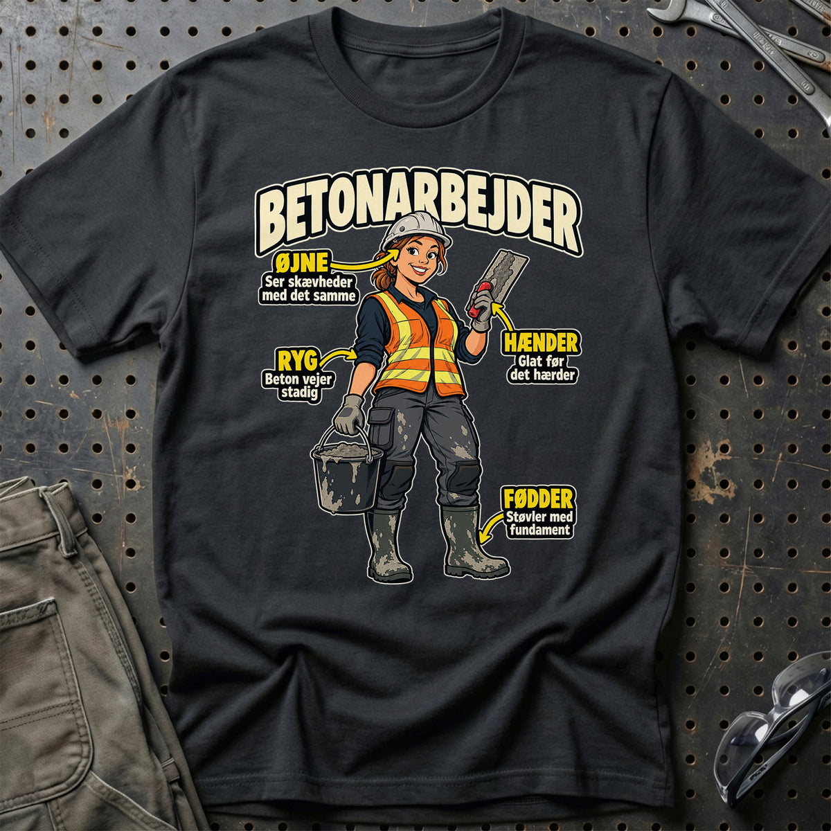 Betonarbejder – Anatomi T-Shirt – Sort