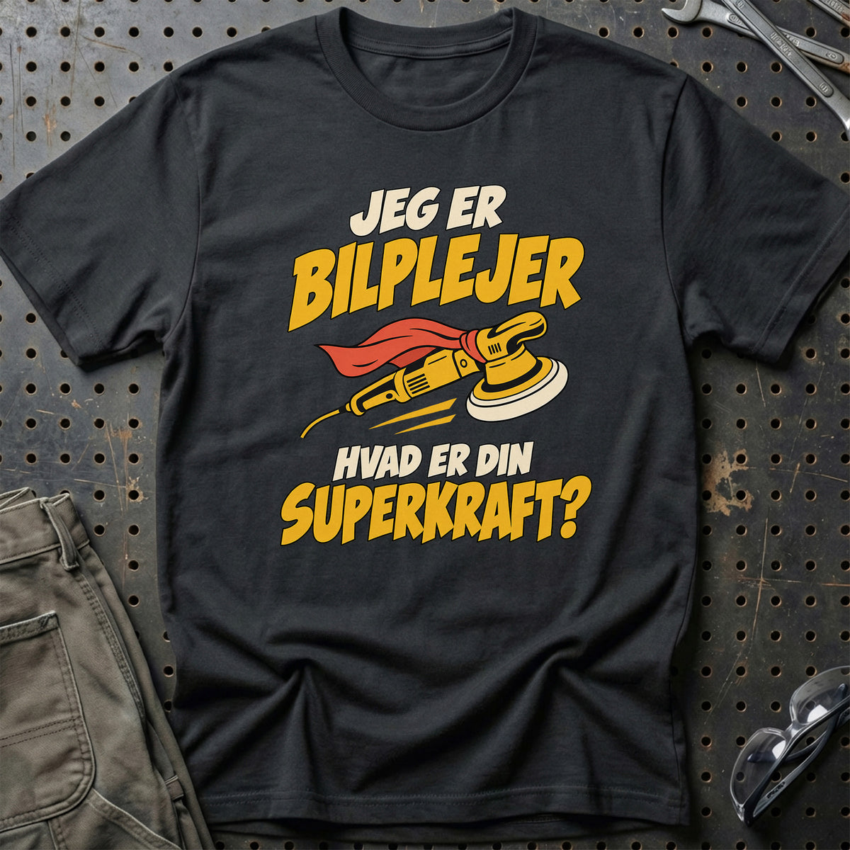
Bilplejer – Hvad er din superkraft? – Unisex T-Shirt – Sort