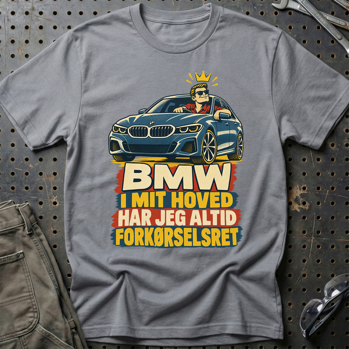 
BMW – I mit hoved har jeg altid forkørselsret – Retro – Unisex T-Shirt – Grå Sport