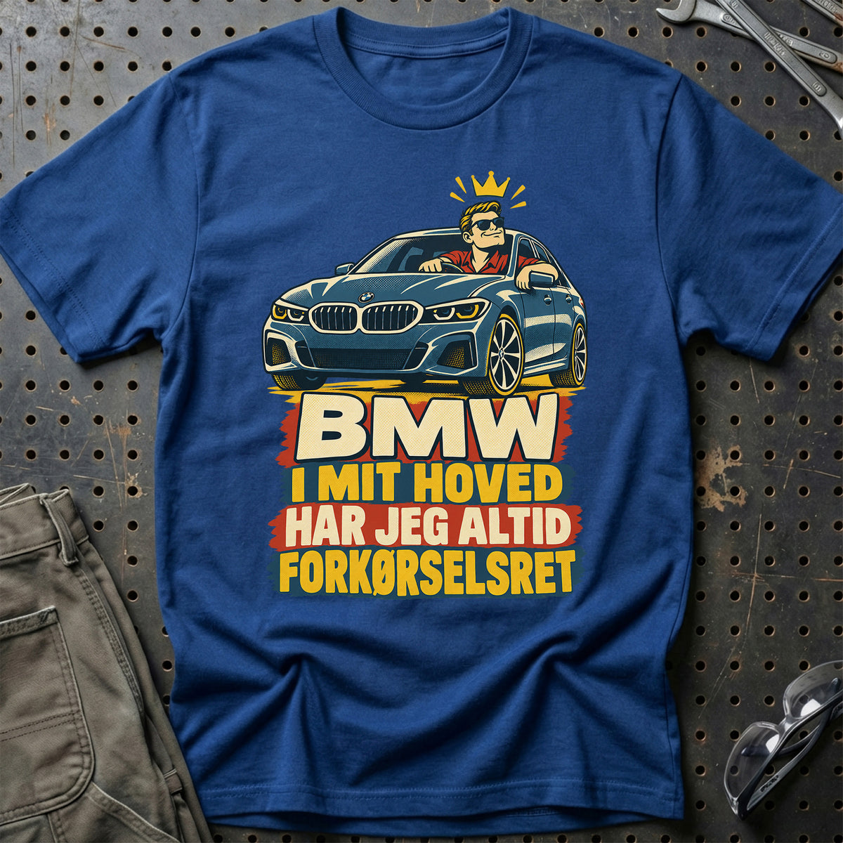 
BMW – I mit hoved har jeg altid forkørselsret – Retro – Unisex T-Shirt – Blå Royal