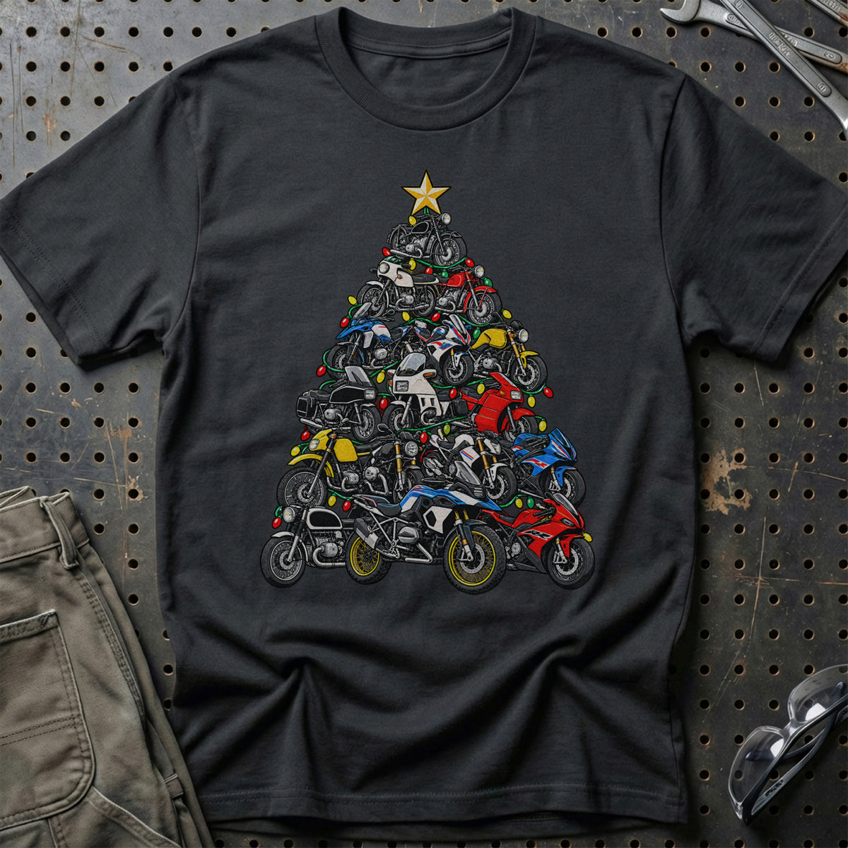 BMW Motorcykel Juletræ T-Shirt – Sort