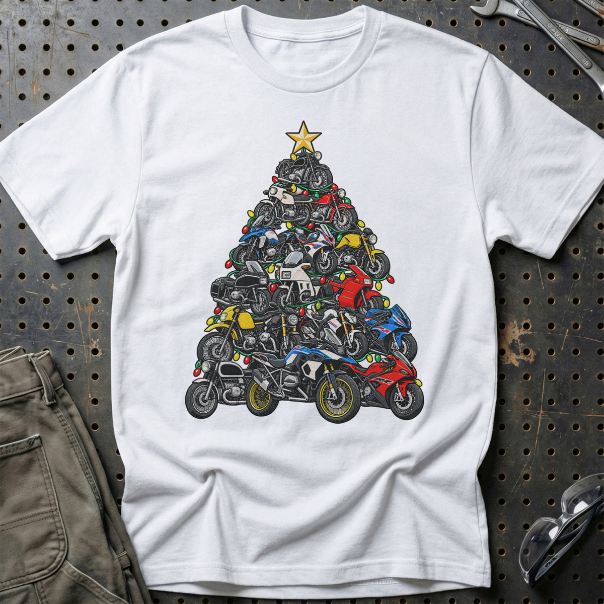 BMW Motorcykel Juletræ T-Shirt – Hvid