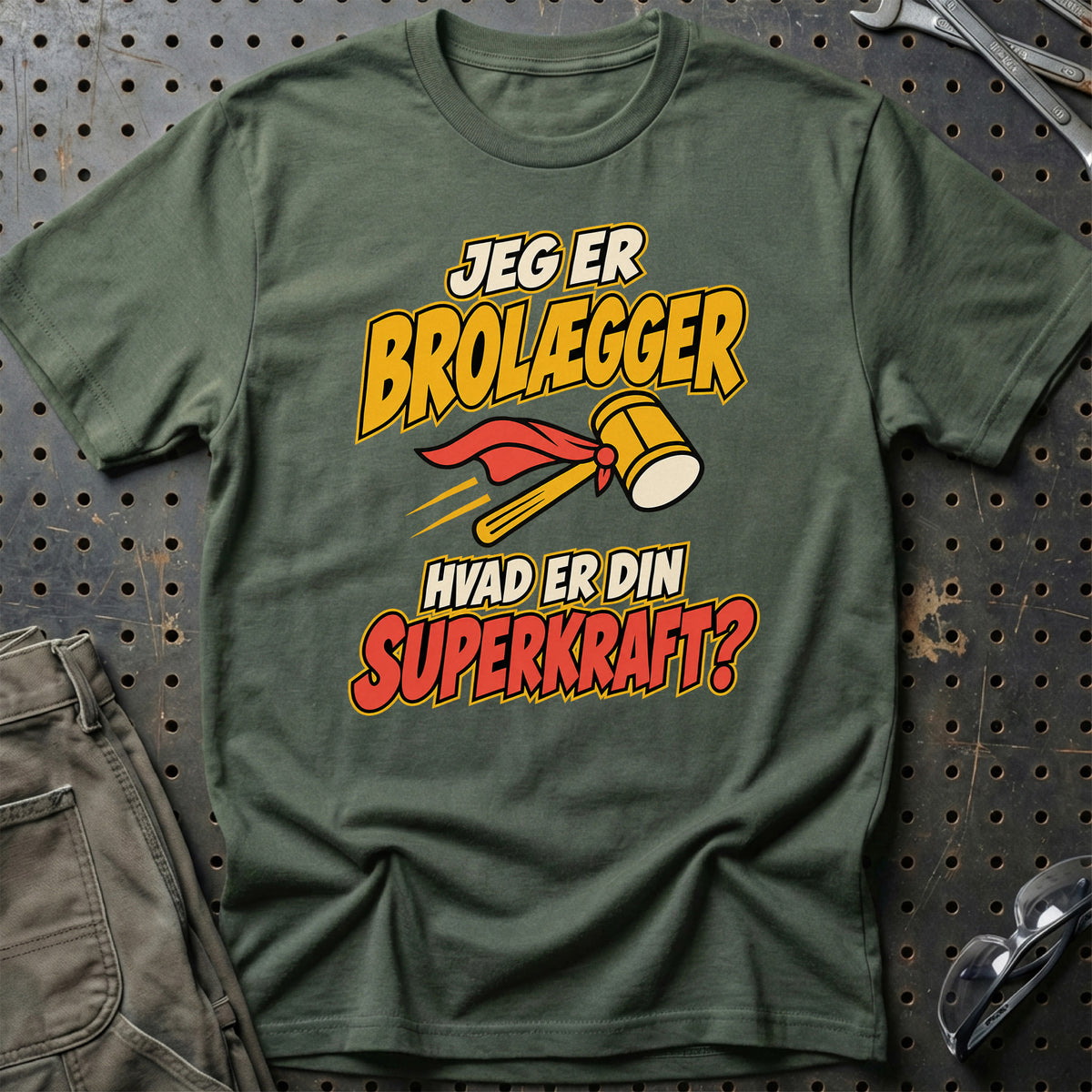 
Brolægger – Hvad er din superkraft? – Unisex T-Shirt – Grøn Militær