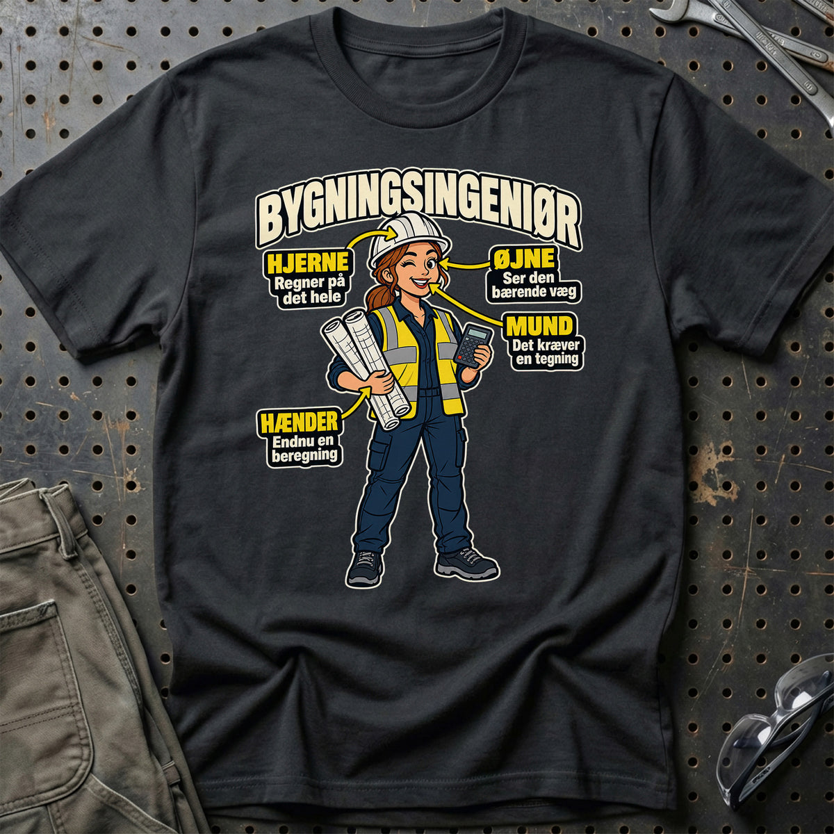 Bygningsingeniør – Anatomi T-Shirt – Sort