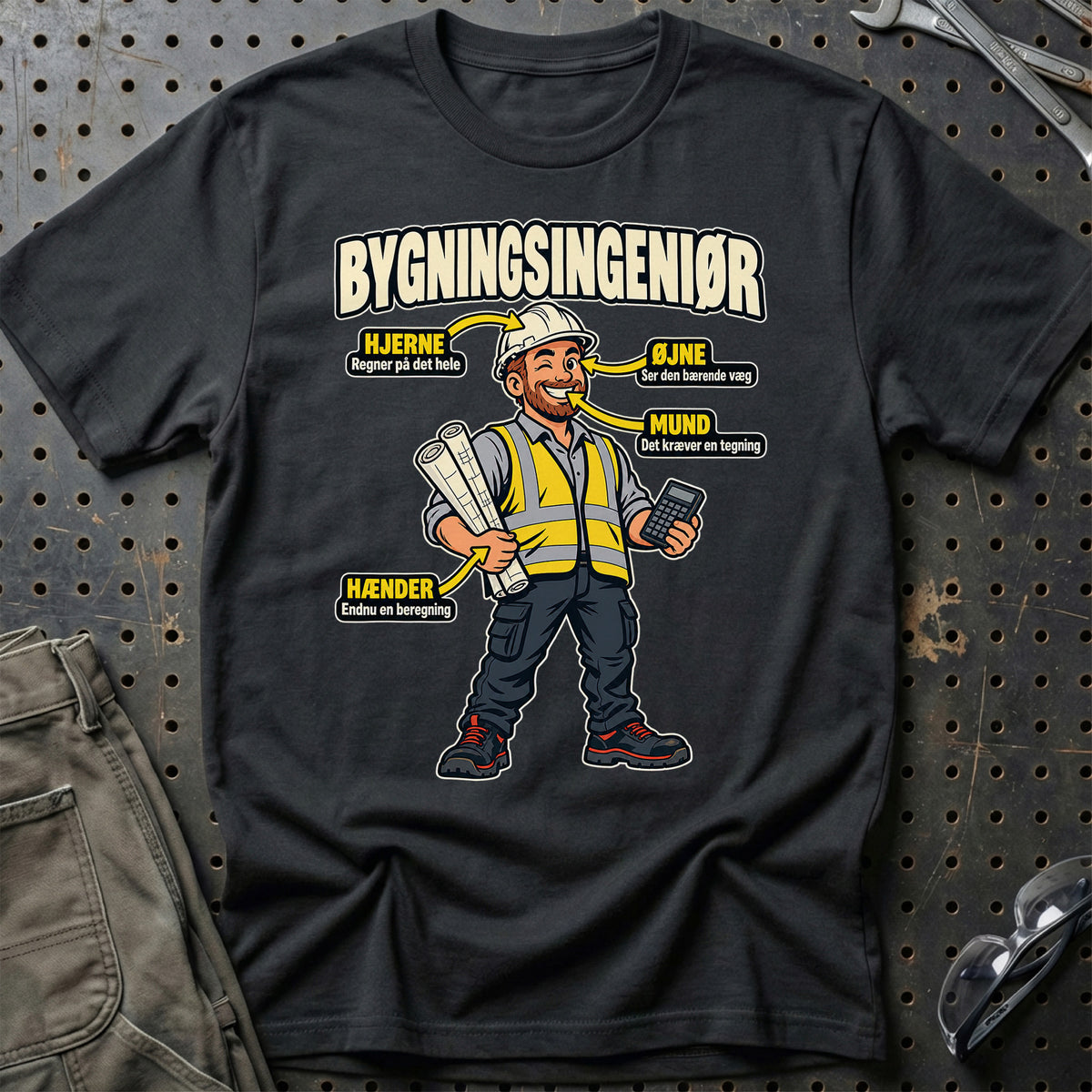 Bygningsingeniør – Anatomi T-Shirt – Sort