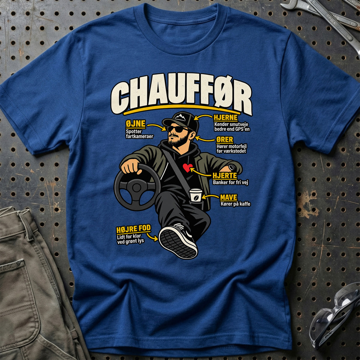 Chauffør – Anatomi T-Shirt – Blå Royal