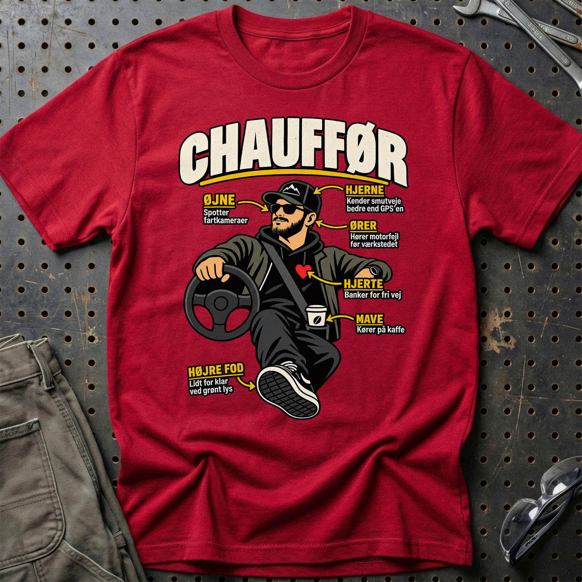 Chauffør – Anatomi T-Shirt – Rød