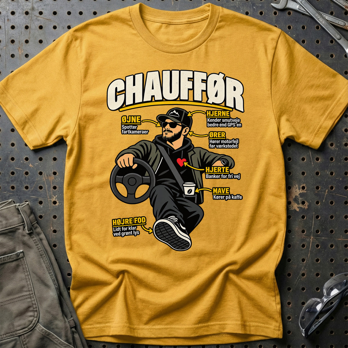 Chauffør – Anatomi T-Shirt – Guld