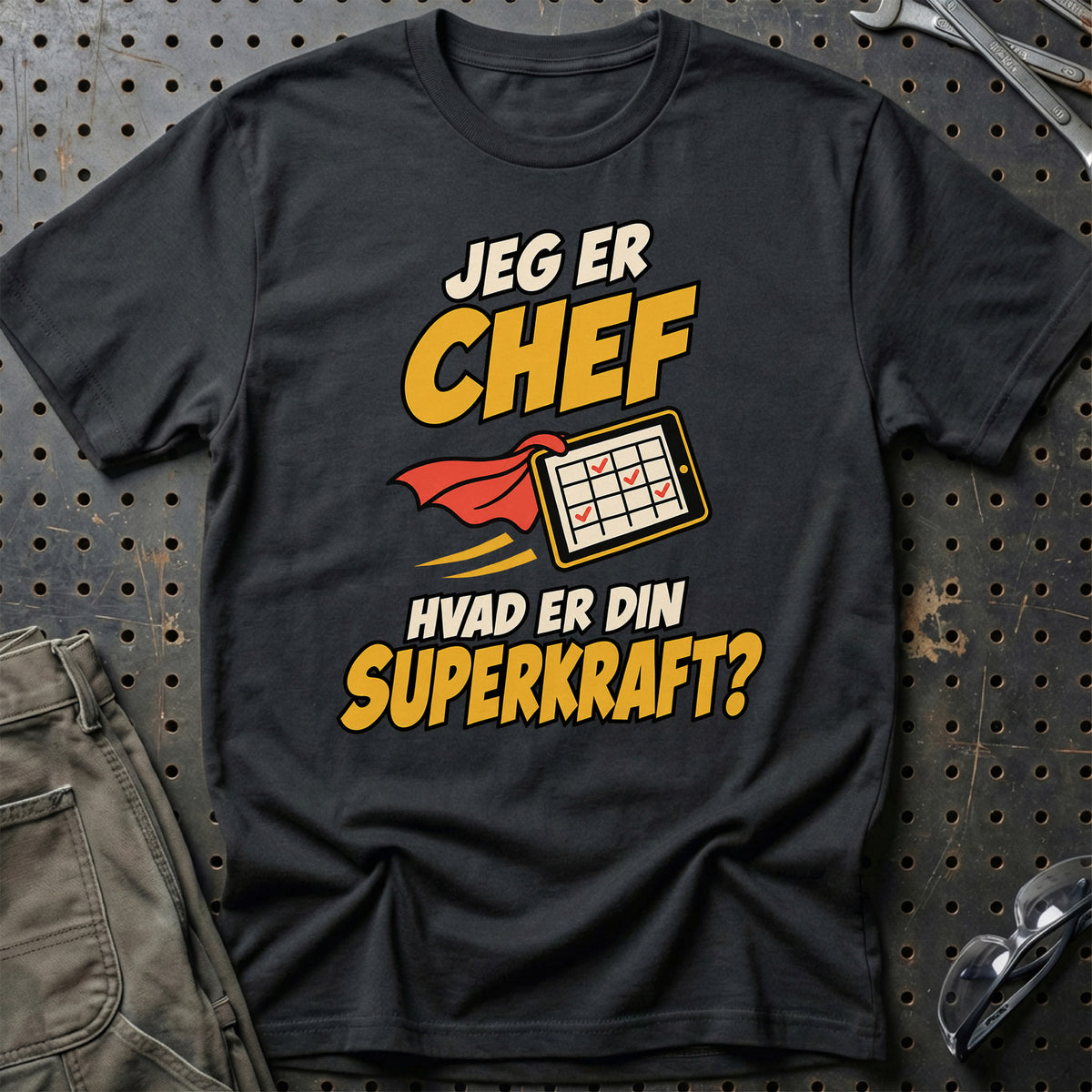 
Chef – Hvad er din superkraft? – Unisex T-Shirt – Sort