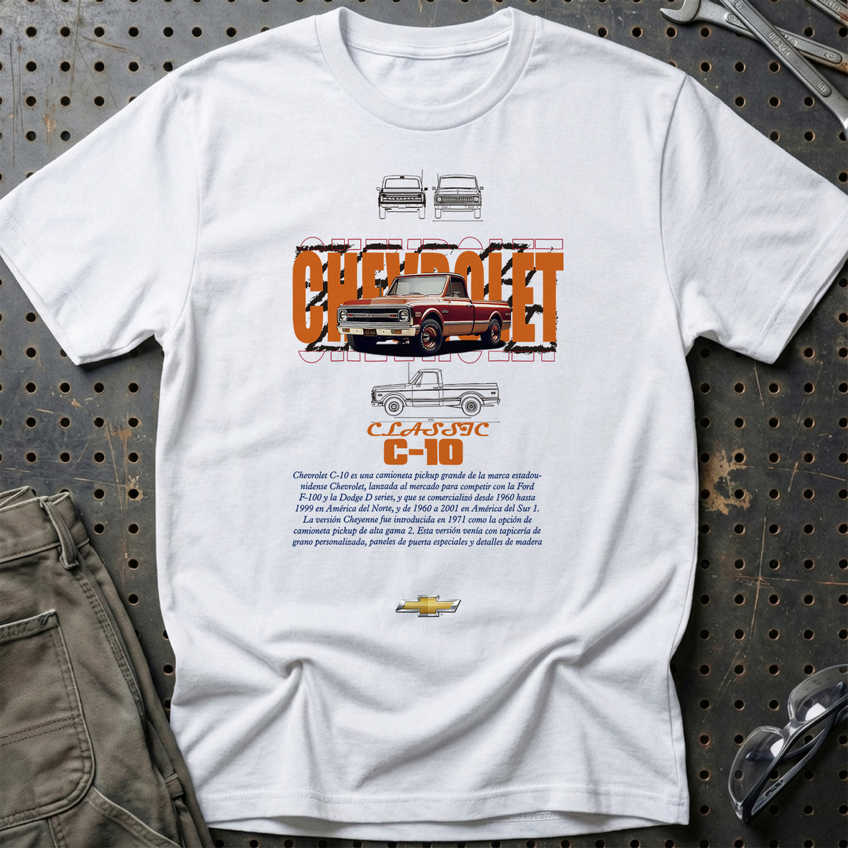 
Chevrolet C10 Unisex T-Shirt – Hvid – print foran