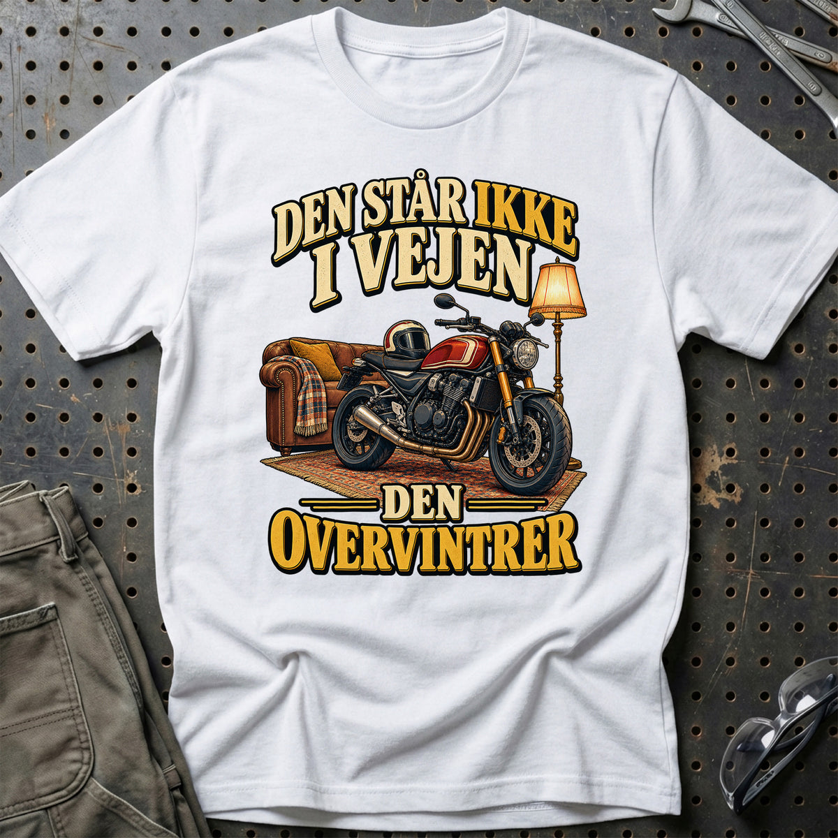 
Den står ikke i vejen den overvintrer – Illustration – Unisex T-Shirt – Hvid