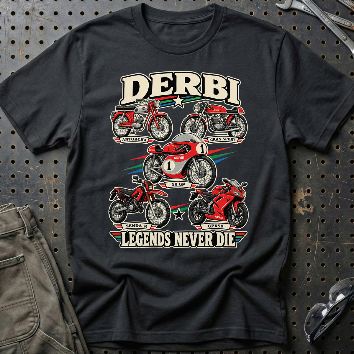 Derbi Legends Never Die T-Shirt – Sort