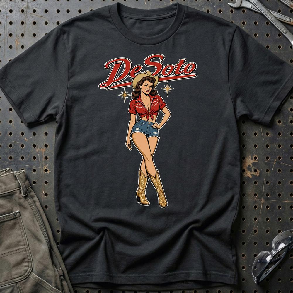 DeSoto Cowboy Pinup T-Shirt – Sort