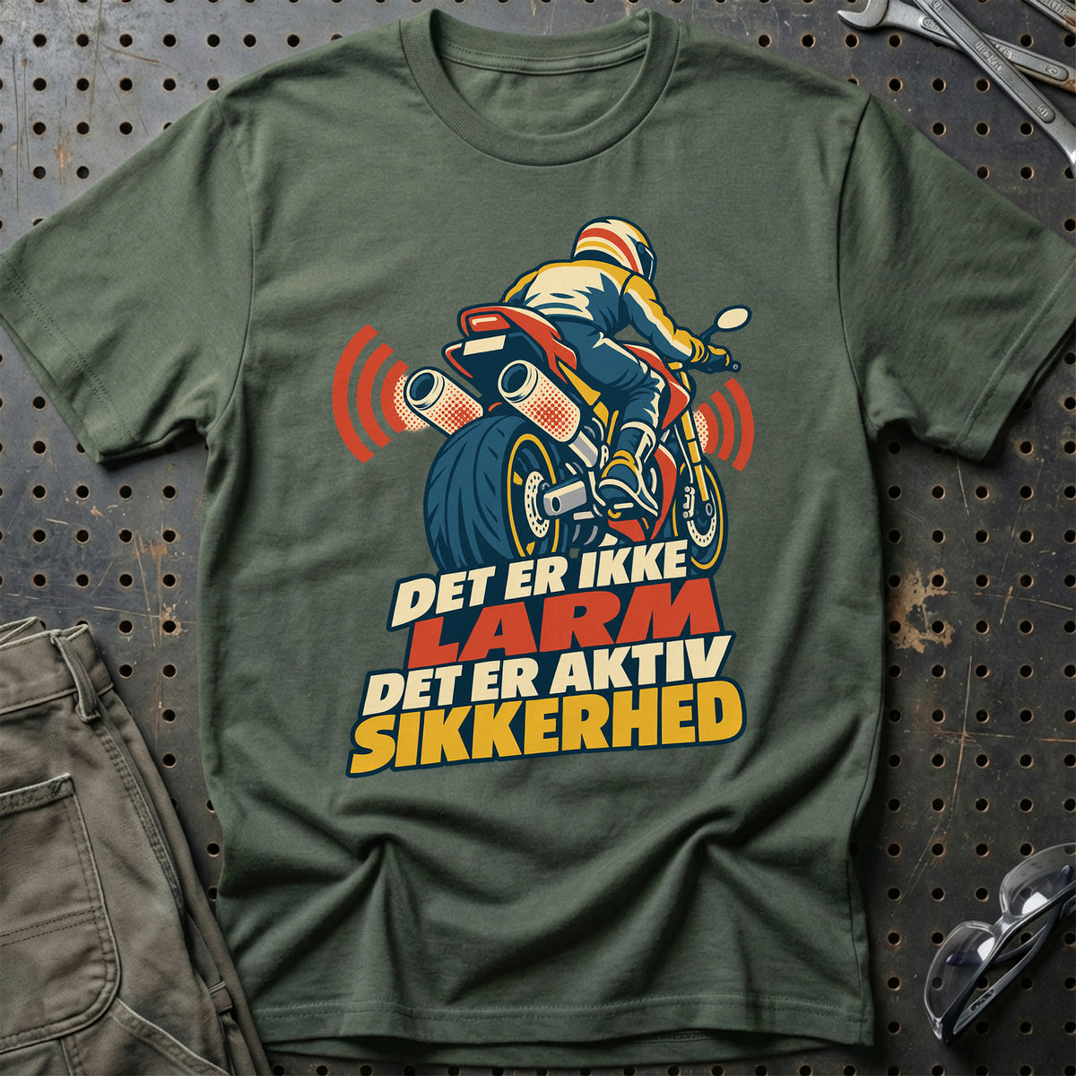 
Det er ikke larm det er aktiv sikkerhed – Retro – Unisex T-Shirt – Grøn Militær