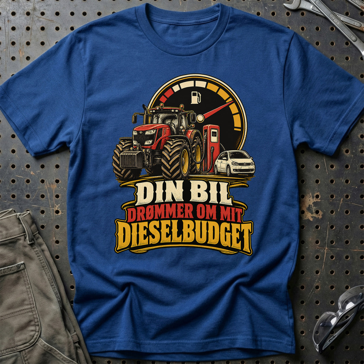 
Din bil drømmer om mit dieselbudget – Illustration – Unisex T-Shirt – Blå Royal